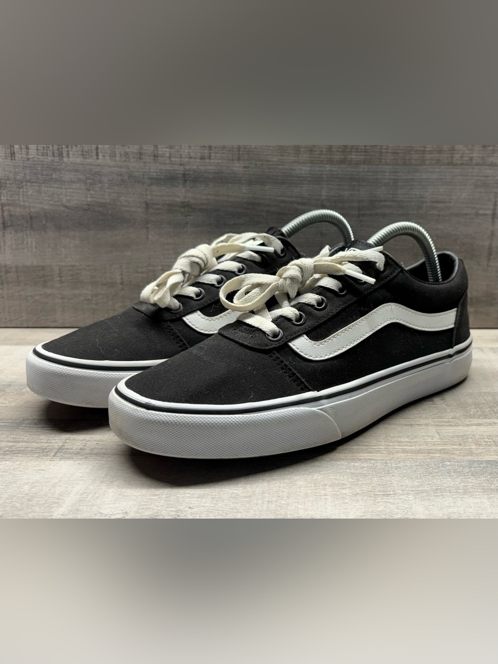 Vans Old Skool Womens 9.5 Black White Canvas Skate Shoes Sneakers 751505